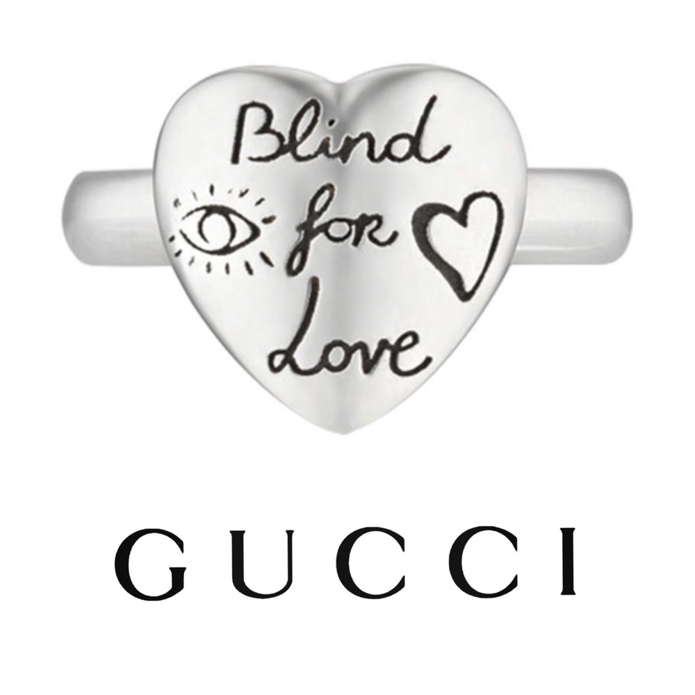 Gucci Silver 'Blind For Love' Heart Ring NWT 6.75 - Picture 1 of 8